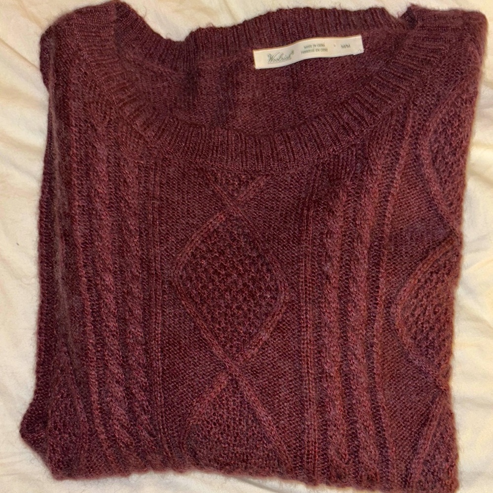 Woolrich Red Crew Neck Sweater Cable Knit